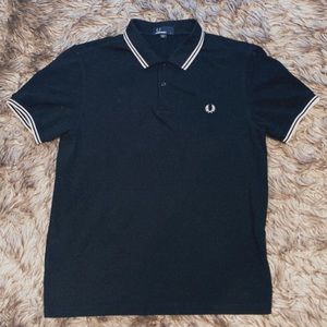 Fred Perry Black Polo Shirt with White Accents